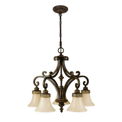 Generation Lighting (Feiss) Drawing Room 5-Light Walnut Glass Chandelier