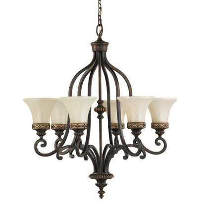 Generation Lighting (Feiss) Drawing Room 6-Light Walnut Glass Chandelier