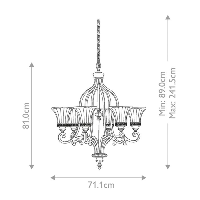 Generation Lighting (Feiss) Drawing Room 6-Light Walnut Glass Chandelier