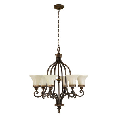 Generation Lighting (Feiss) Drawing Room 6-Light Walnut Glass Chandelier