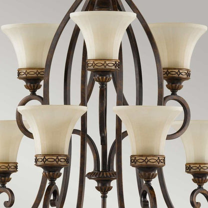 Generation Lighting (Feiss) Drawing Room 9-Light Walnut Glass Chandelier