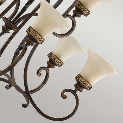 Generation Lighting (Feiss) Drawing Room 9-Light Walnut Glass Chandelier