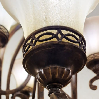 Generation Lighting (Feiss) Drawing Room 9-Light Walnut Glass Chandelier