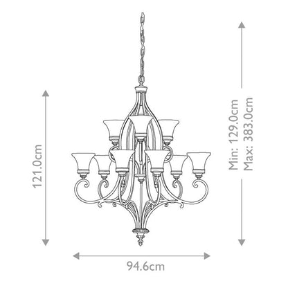 Generation Lighting (Feiss) Drawing Room 9-Light Walnut Glass Chandelier
