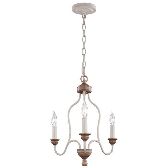 Generation Lighting (Feiss) Hartsville 3-Light Chalk Washed / Beachwood Candle Chandelier