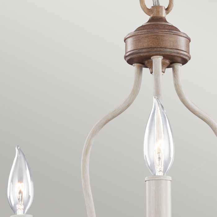 Generation Lighting (Feiss) Hartsville 3-Light Chalk Washed / Beachwood Candle Chandelier