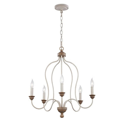 Generation Lighting (Feiss) Hartsville 5-Light Chalk Washed / Beachwood Candle Chandelier