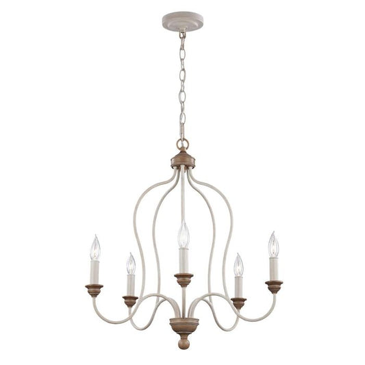 Generation Lighting (Feiss) Hartsville 5-Light Chalk Washed / Beachwood Candle Chandelier