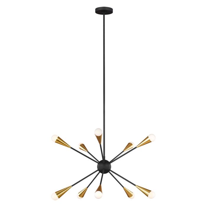 Generation Lighting (Feiss) Jax 10-Light Midnight Black LED Sputnik Chandelier