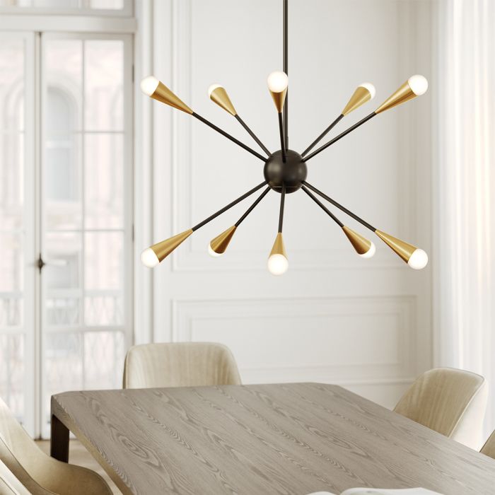 Generation Lighting (Feiss) Jax 10-Light Midnight Black LED Sputnik Chandelier