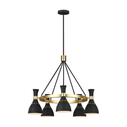 Generation Lighting (Feiss) Joan 5-Light Midnight Black / Burnished Brass Modern Chandelier