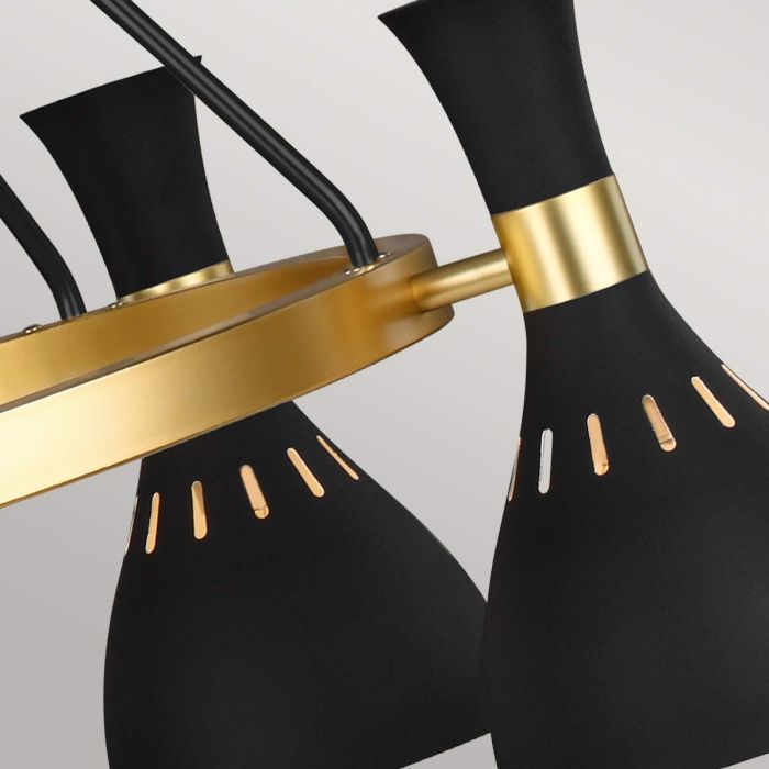 Generation Lighting (Feiss) Joan 5-Light Midnight Black / Burnished Brass Modern Chandelier