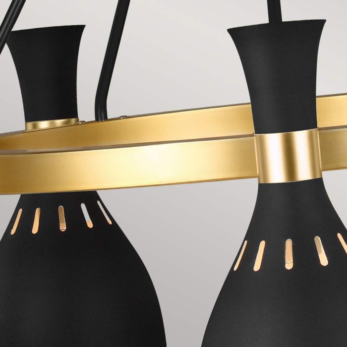Generation Lighting (Feiss) Joan 5-Light Midnight Black / Burnished Brass Modern Chandelier