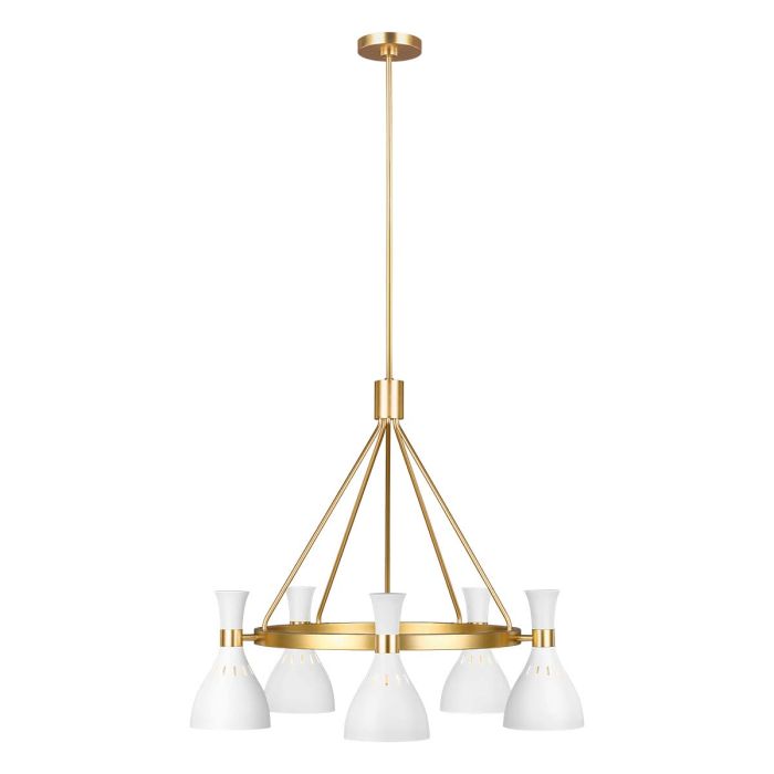 Generation Lighting (Feiss) Joan 5-Light Matte White / Burnished Brass Modern Chandelier