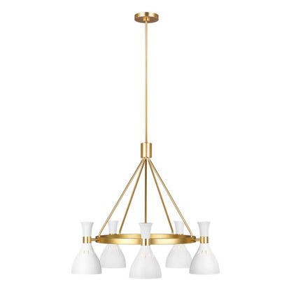Generation Lighting (Feiss) Joan 5-Light Matte White / Burnished Brass Modern Chandelier