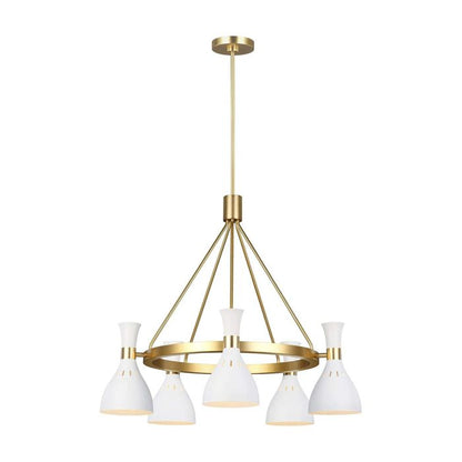 Generation Lighting (Feiss) Joan 5-Light Matte White / Burnished Brass Modern Chandelier