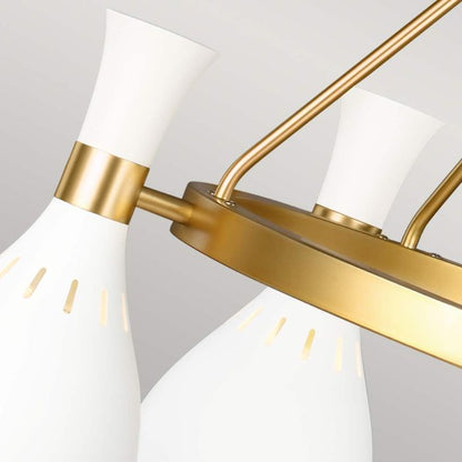 Generation Lighting (Feiss) Joan 5-Light Matte White / Burnished Brass Modern Chandelier