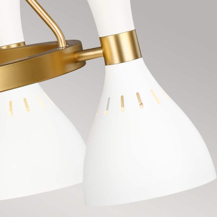 Generation Lighting (Feiss) Joan 5-Light Matte White / Burnished Brass Modern Chandelier