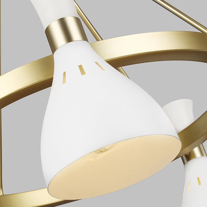 Generation Lighting (Feiss) Joan 5-Light Matte White / Burnished Brass Modern Chandelier