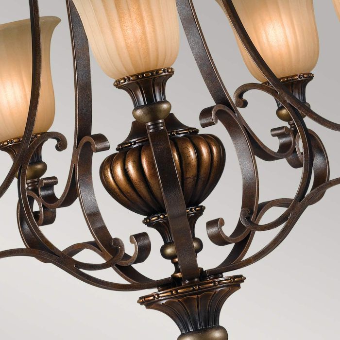 Generation Lighting (Feiss) Kelham Hall 5-Light Firenze Gold / British Bronze Glass Chandelier