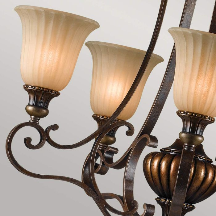 Generation Lighting (Feiss) Kelham Hall 5-Light Firenze Gold / British Bronze Glass Chandelier