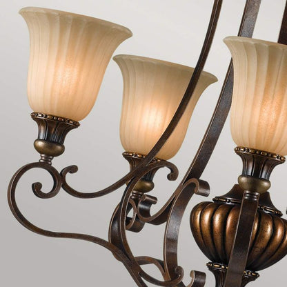 Generation Lighting (Feiss) Kelham Hall 5-Light Firenze Gold / British Bronze Glass Chandelier