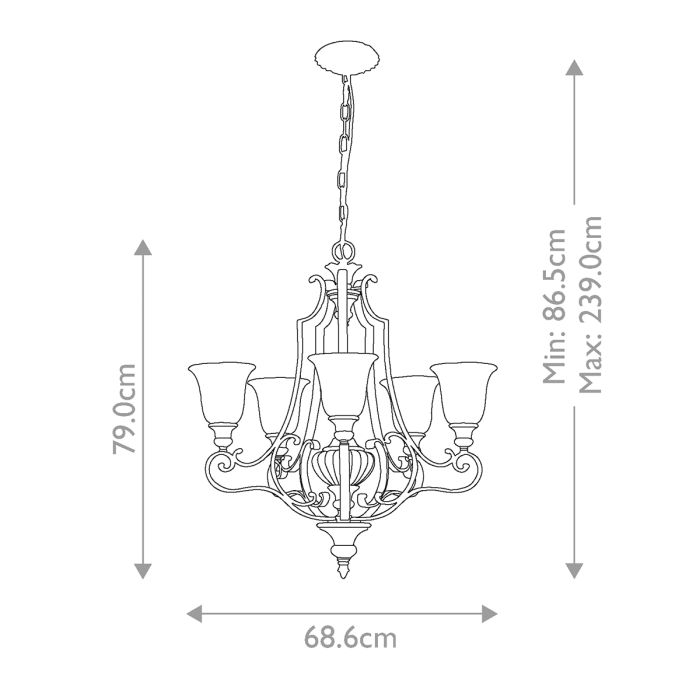Generation Lighting (Feiss) Kelham Hall 5-Light Firenze Gold / British Bronze Glass Chandelier