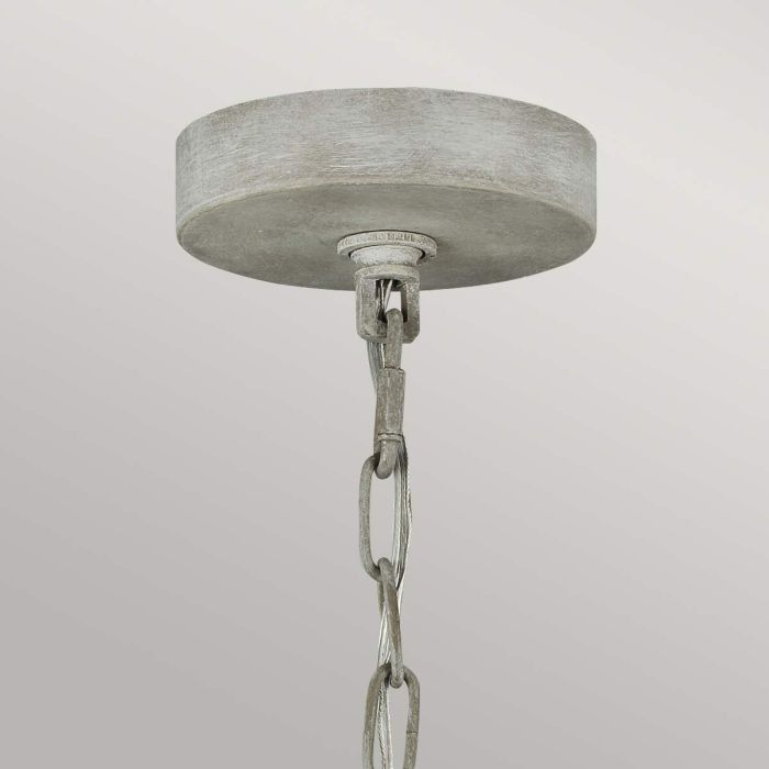 Generation Lighting (Feiss) Maryville 3-Light Washed Grey Wooden Beaded Candle Chandelier