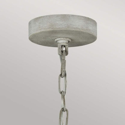 Generation Lighting (Feiss) Maryville 3-Light Washed Grey Wooden Beaded Candle Chandelier