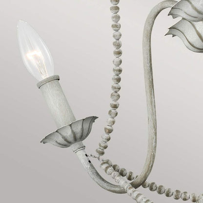 Generation Lighting (Feiss) Maryville 3-Light Washed Grey Wooden Beaded Candle Chandelier