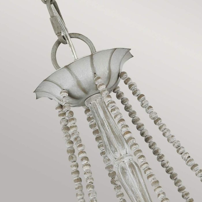 Generation Lighting (Feiss) Maryville 6-Light Washed Grey Wooden Beaded Candle Chandelier