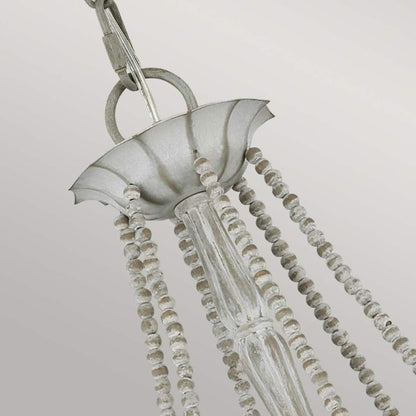 Generation Lighting (Feiss) Maryville 6-Light Washed Grey Wooden Beaded Candle Chandelier