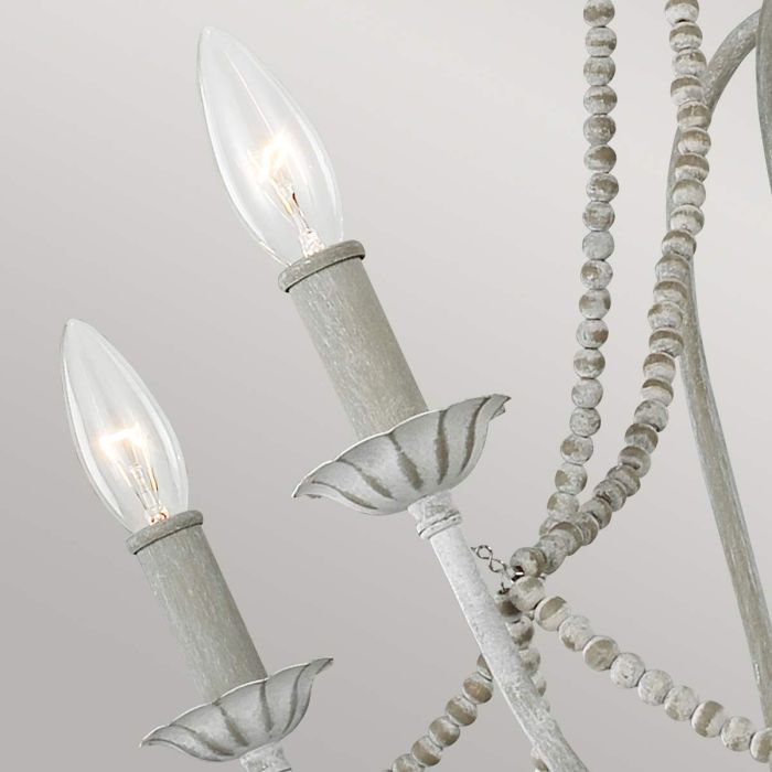 Generation Lighting (Feiss) Maryville 6-Light Washed Grey Wooden Beaded Candle Chandelier