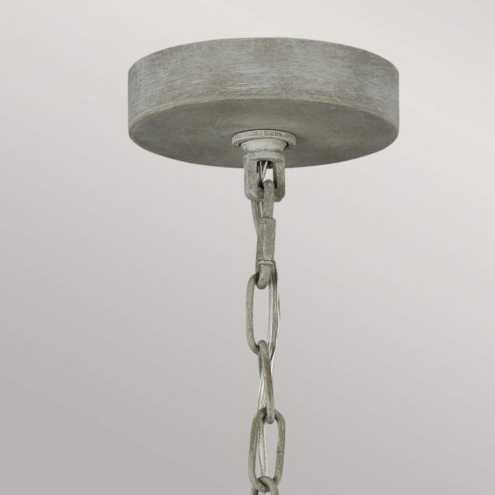 Generation Lighting (Feiss) Maryville 9-Light Washed Grey Wooden Beaded Candle Chandelier