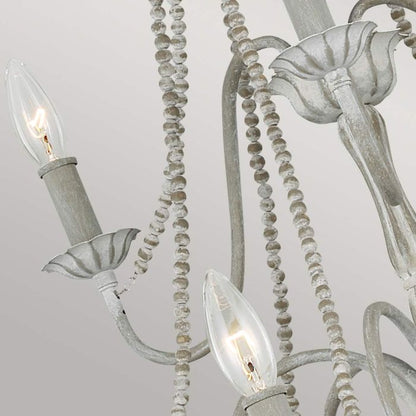 Generation Lighting (Feiss) Maryville 9-Light Washed Grey Wooden Beaded Candle Chandelier
