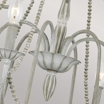 Generation Lighting (Feiss) Maryville 9-Light Washed Grey Wooden Beaded Candle Chandelier