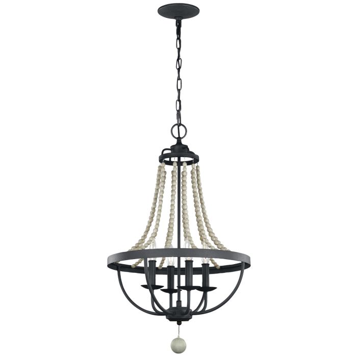 Generation Lighting (Feiss) Nori 4-Light Dark Weathered Zinc with Driftwood Grey Cage Chandelier
