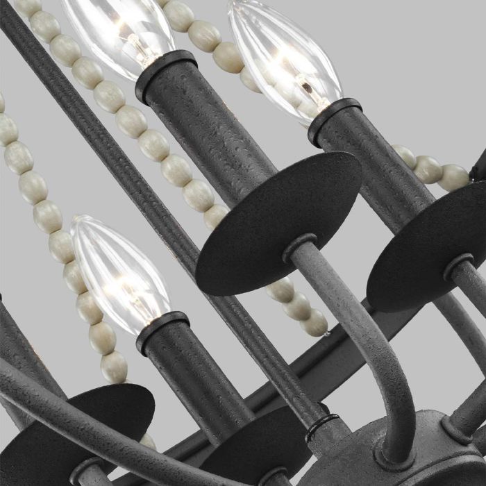 Generation Lighting (Feiss) Nori 4-Light Dark Weathered Zinc with Driftwood Grey Cage Chandelier
