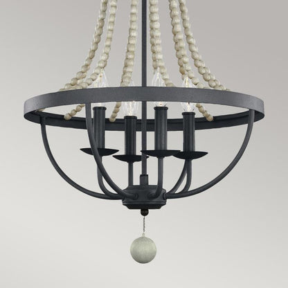Generation Lighting (Feiss) Nori 4-Light Dark Weathered Zinc with Driftwood Grey Cage Chandelier