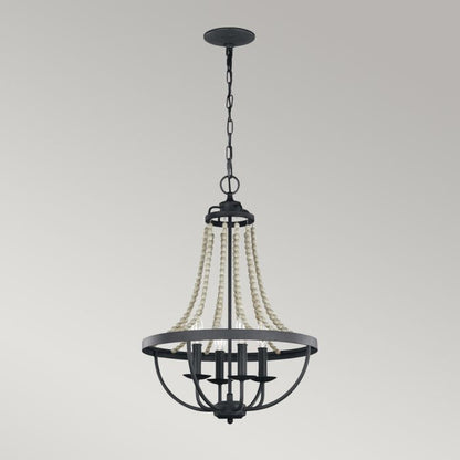 Generation Lighting (Feiss) Nori 4-Light Dark Weathered Zinc with Driftwood Grey Cage Chandelier