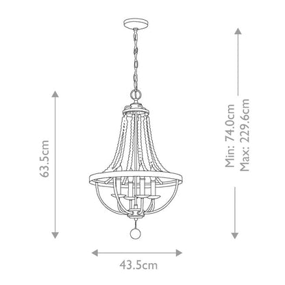 Generation Lighting (Feiss) Nori 4-Light Dark Weathered Zinc with Driftwood Grey Cage Chandelier