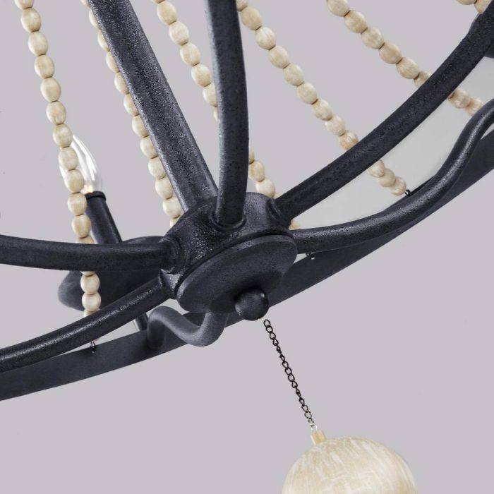 Generation Lighting (Feiss) Nori 6-Light Dark Weathered Zinc with Driftwood Grey Wagon Wheel Chandelier