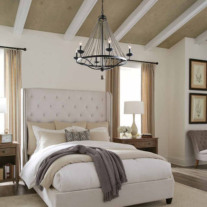 Generation Lighting (Feiss) Nori 6-Light Dark Weathered Zinc with Driftwood Grey Wagon Wheel Chandelier