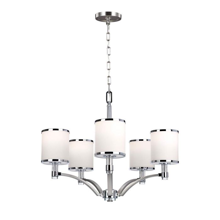 Generation Lighting (Feiss) Prospect Park 5-Light Satin Nickel with Chrome Opal Glass Chandelier