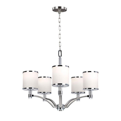 Generation Lighting (Feiss) Prospect Park 5-Light Satin Nickel with Chrome Opal Glass Chandelier