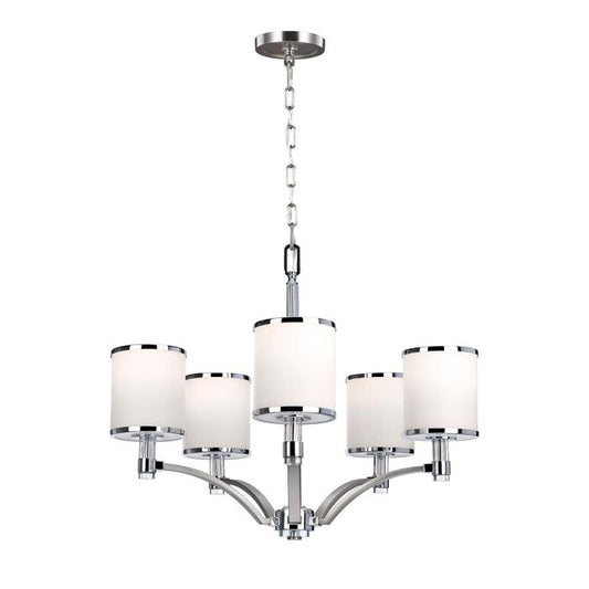 Generation Lighting (Feiss) Prospect Park 5-Light Satin Nickel with Chrome Opal Glass Chandelier