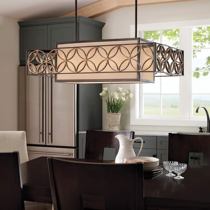 Generation Lighting (Feiss) Remy 4-Light Heritage Bronze / Parisienne Gold Island Pendant Chandelier