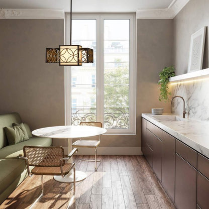 Generation Lighting (Feiss) Remy 1-Light Heritage Bronze / Parisienne Gold Lantern Pendant Chandelier