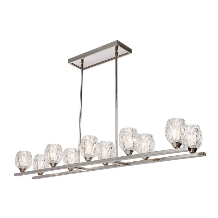 Generation Lighting (Feiss) Rubin 10-Light Polished Nickel Glass LED Island Chandelier