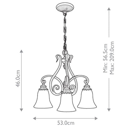 Generation Lighting (Feiss) Sonoma Valley 3-Light Aged Tortoise Shell Glass Chandelier